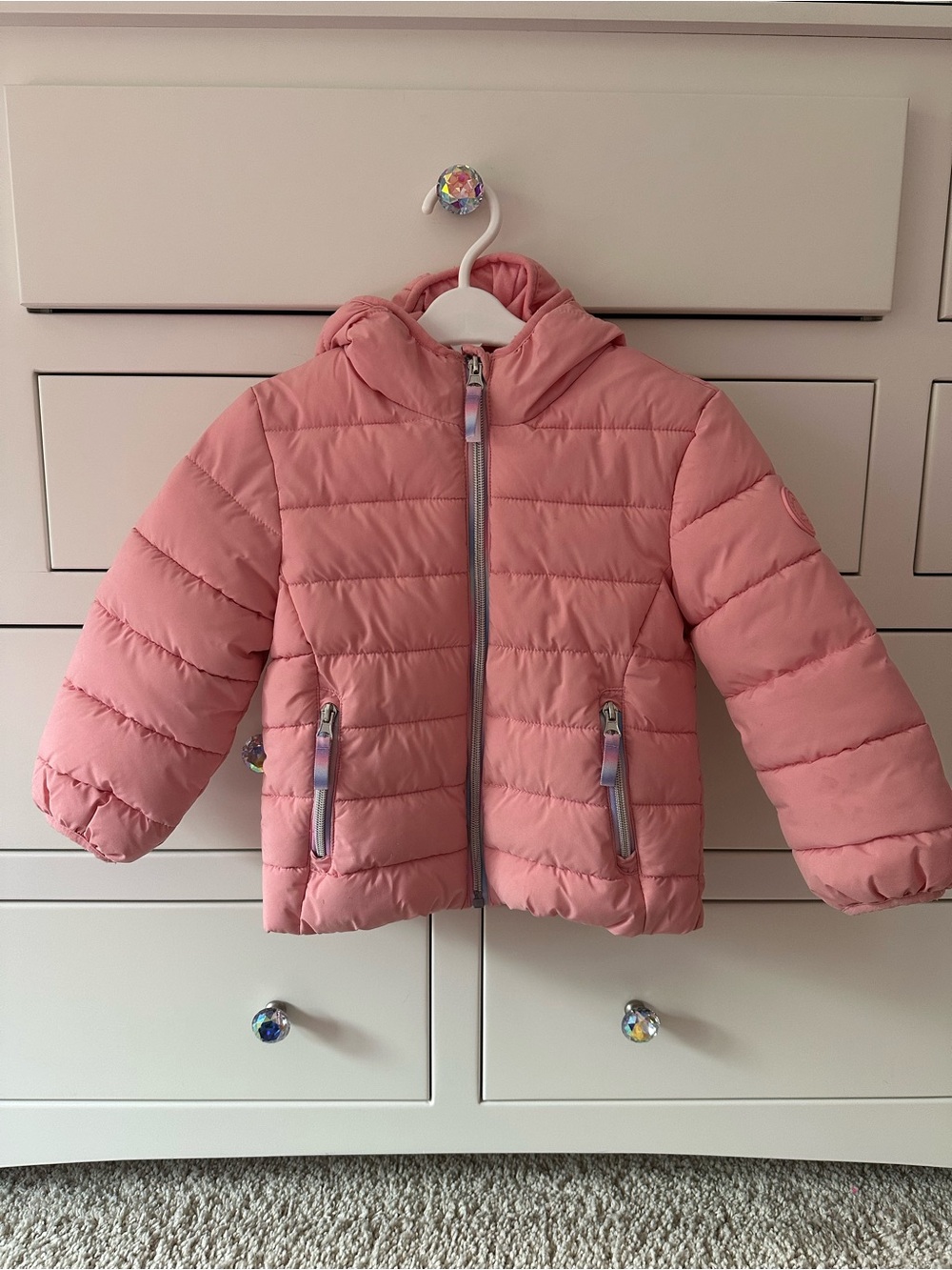 Like New Girls' Pink Quilted Puffer Jacket with Hood